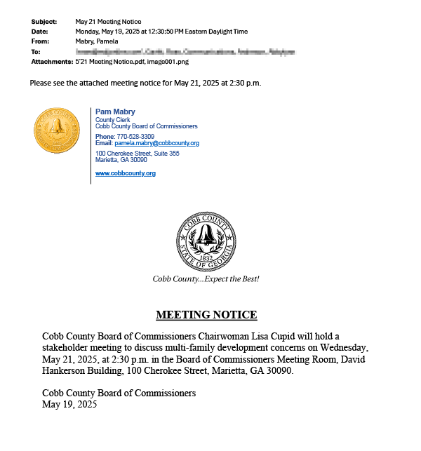 Cupid's Non-emergency meeting notice